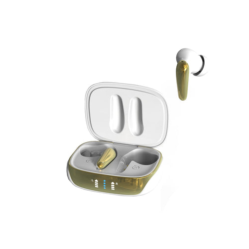 Auriculares ANC Friendie AIR Focus | Cancelación Ruido 30dB | Carga Qi | Blanco Perla y Dorado