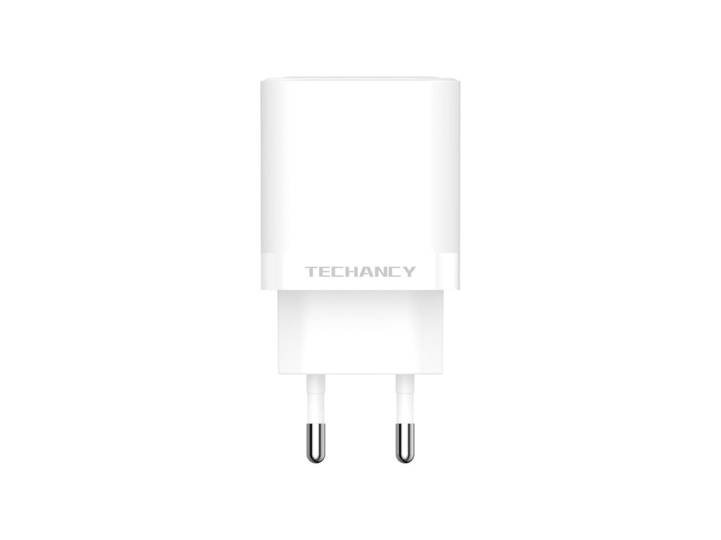 Techancy Carregador 40W Dual USB C PD PPS TA2827 Carregamento rapido para iPhone Android Tablet Adaptador EU Branco